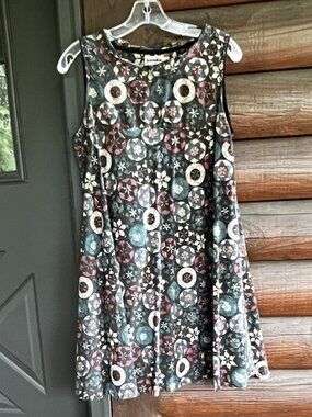 Fabindia Cotton Lightweight Sleeveless Swing Tunic Dress, Made in India, Size L